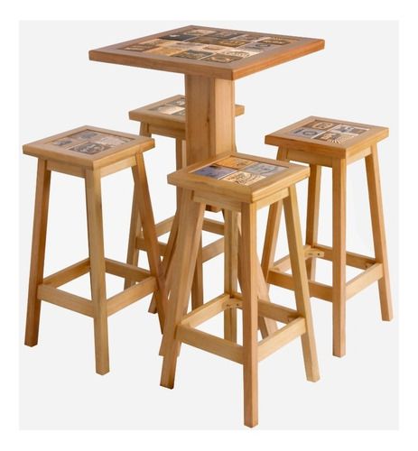 Banqueta Alta Para Bar Com Mix De Estampa Em Azulejo