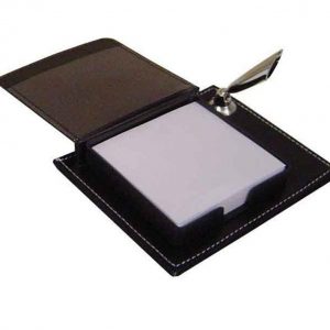 Bloco de anotações com porta canetas