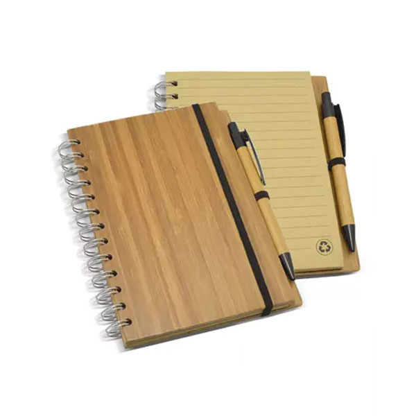 Bloco promocional com capa de bambu