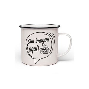 Caneca de Aluminio Branca Personalizada