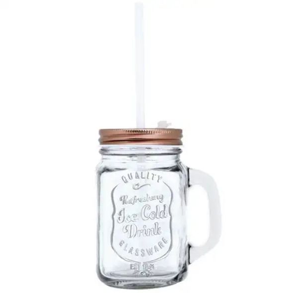 Caneca de vidro com tampa