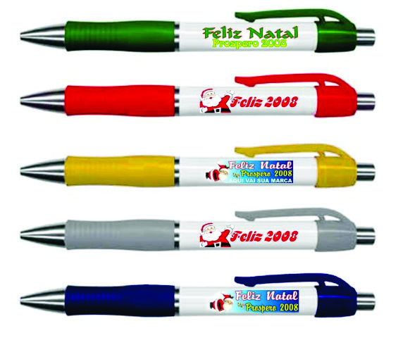 Caneta colorida de plástico personalizada