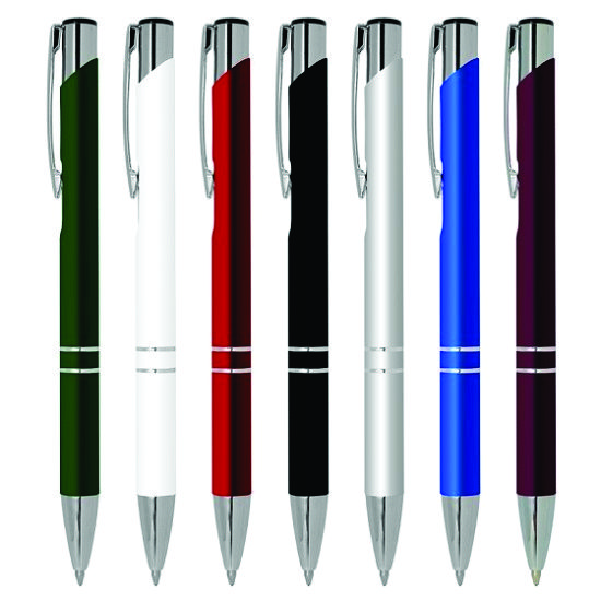 Caneta metal com Detalhes Prateado Personalizada