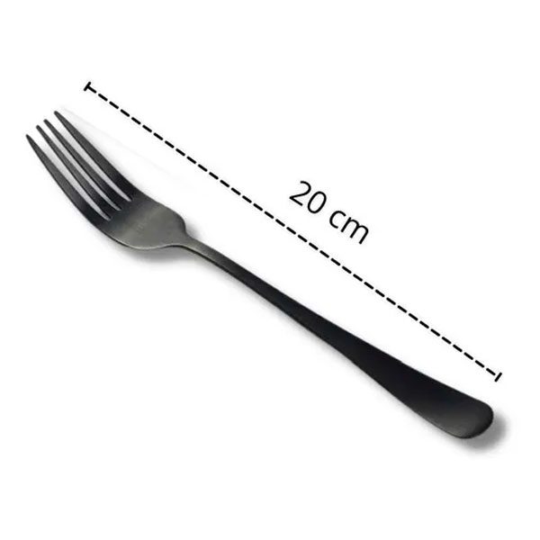 Conjunto 6 Garfos De Aço Inox Para Mesa Preto 20cm
