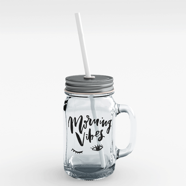 Copo com Canudo de Vidro Personalizado