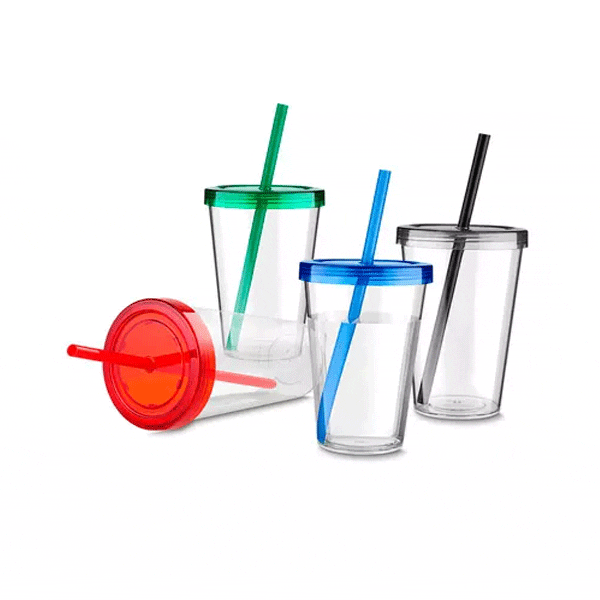 Copo de acrílico com tampa para brinde