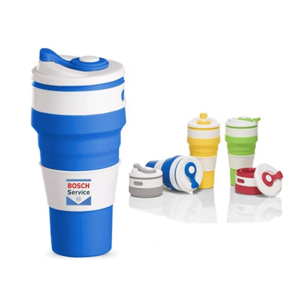 Copo de silicone retrátil personalizado brinde ecológico
