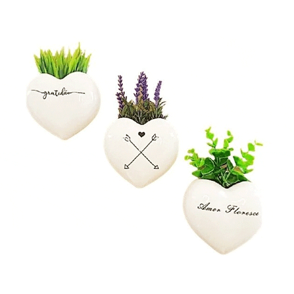 Kit 6 Mini Vaso Coração Personalizado De Cerâmica G