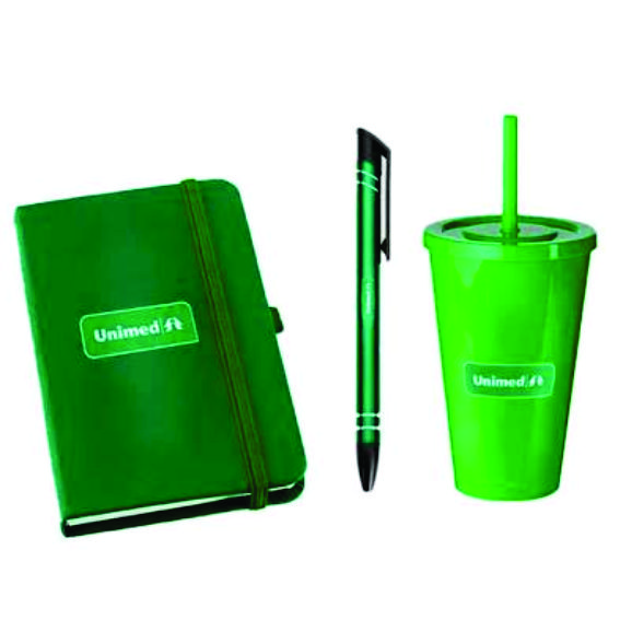 Kit caderno caneta e caneca