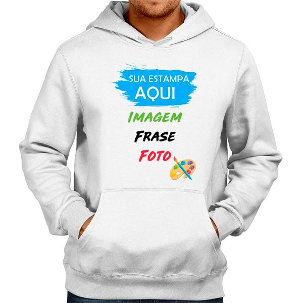 Moletom Blusa Personalizado Sua Ideia Logo Estampa Foto