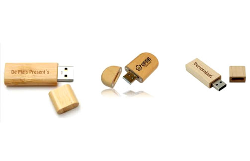 PEN DRIVE BAMBU GIRATÓRIO PERSONALIZADO