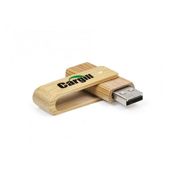 PEN DRIVE BAMBU GIRATÓRIO PERSONALIZADO