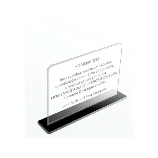 Placa de homenagem acrílico