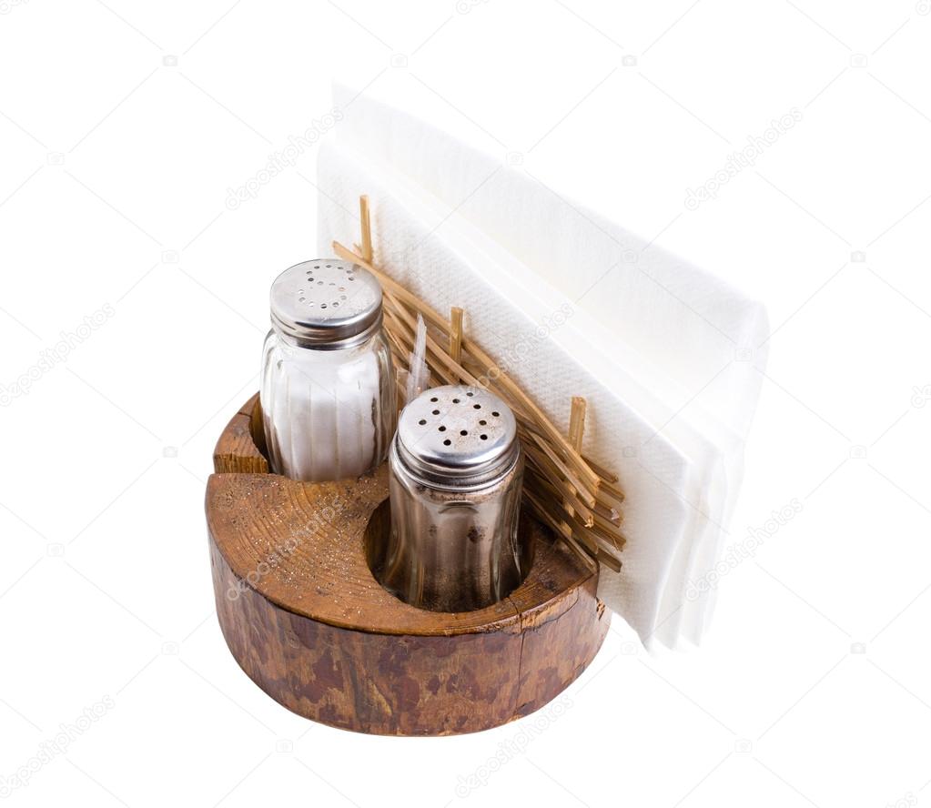 Porta guardanapos com saleiro e pimenta