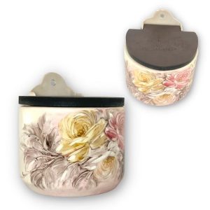 Saleiro de Parede Reto Porcelana Tampa Madeira 700 grs sal