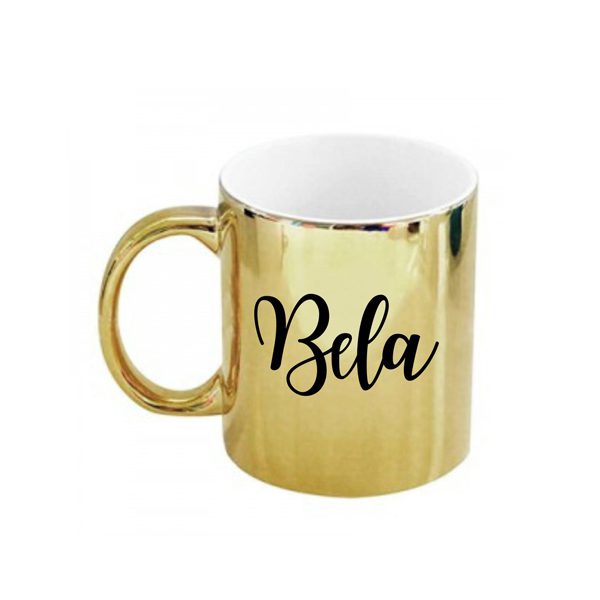 Xícara Dourada Espelhada com Nome personalizada