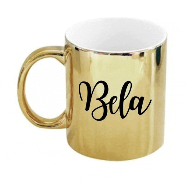 Xícara Dourada Espelhada com Nome personalizada