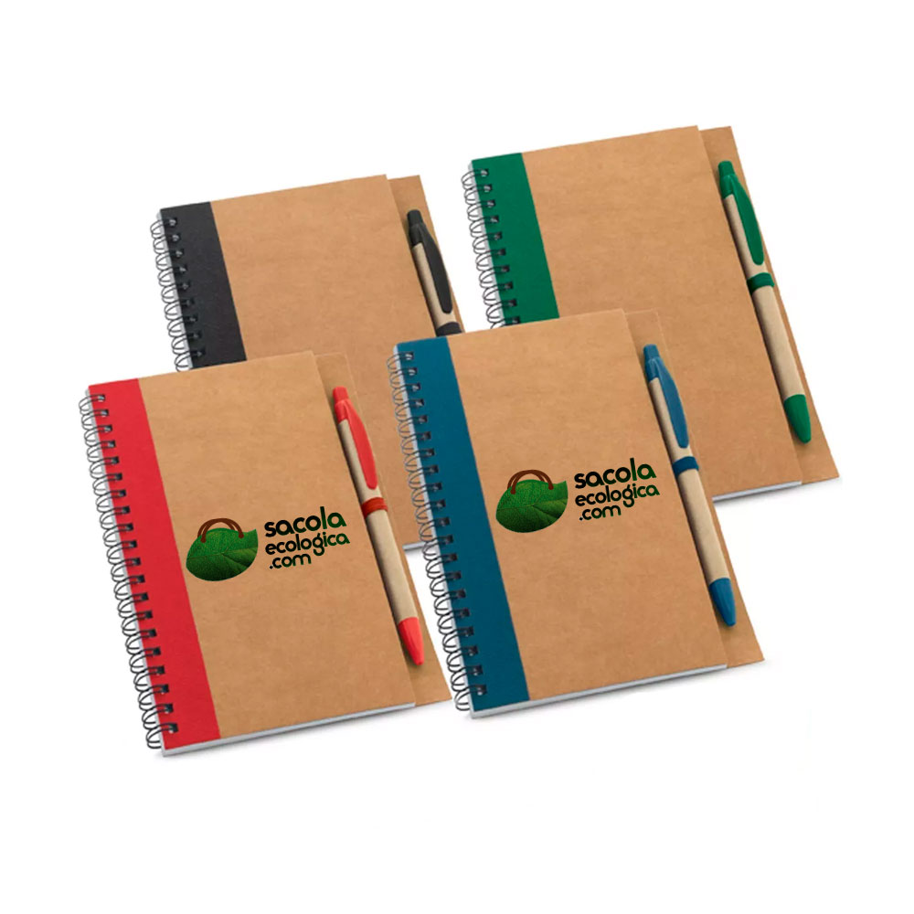 Caderno ecológico com caneta