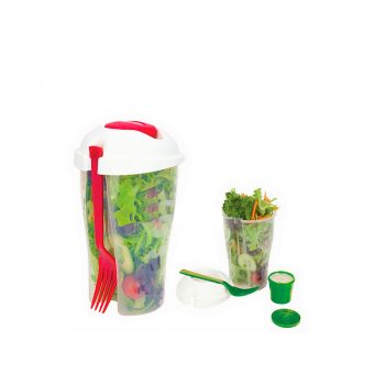 Copo Salada 850ml com Garfo e Suporte para Molho