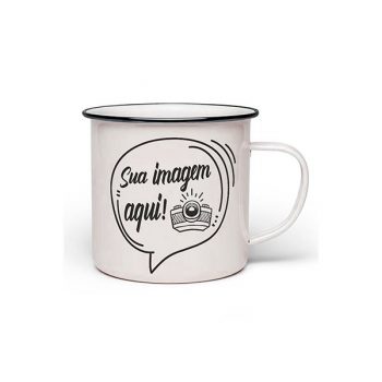 Caneca de Aluminio Branca Personalizada