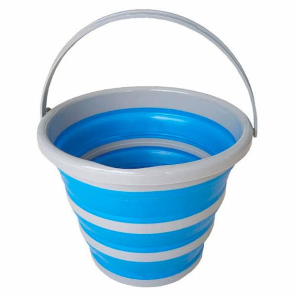 Balde Silicone Dobrável Retrátil 10 Litros Azul
