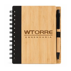 Bloco de Anotação Com Caneta Personalizado Bambu