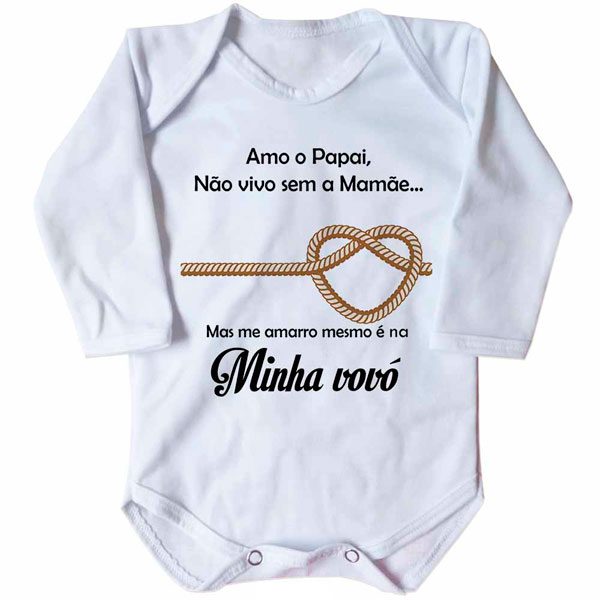 Body Bebê Personalizado Divertido Me Amarro na Vovó
