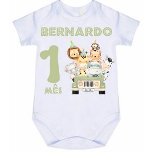 Body Bebe Personalizado Mesversario Safari
