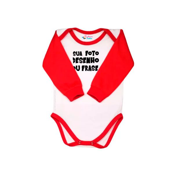 Body Bebê Personalizado com a sua Estampa Manga Longa