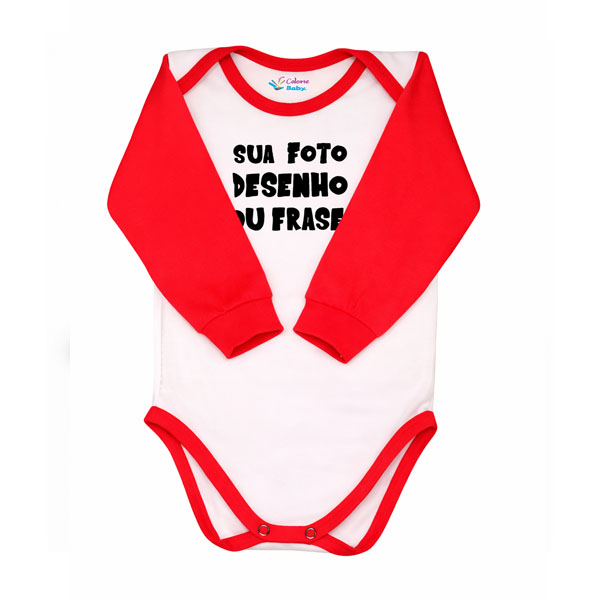 Body Bebê Personalizado com a sua Estampa Manga Longa