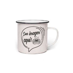 Caneca de Aluminio Branca Personalizada