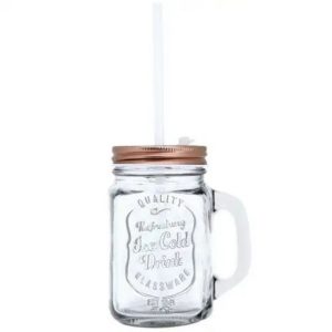 Caneca de vidro com tampa