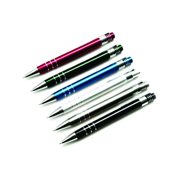 Caneta metal com detalhe em borracha personalizado