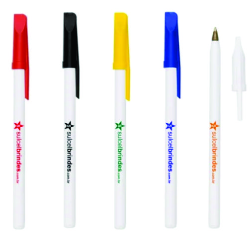 Canetas plásticas promocionais