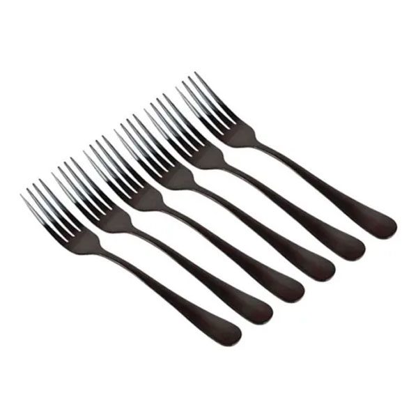 Conjunto 6 Garfos De Aço Inox Para Mesa Preto 20cm