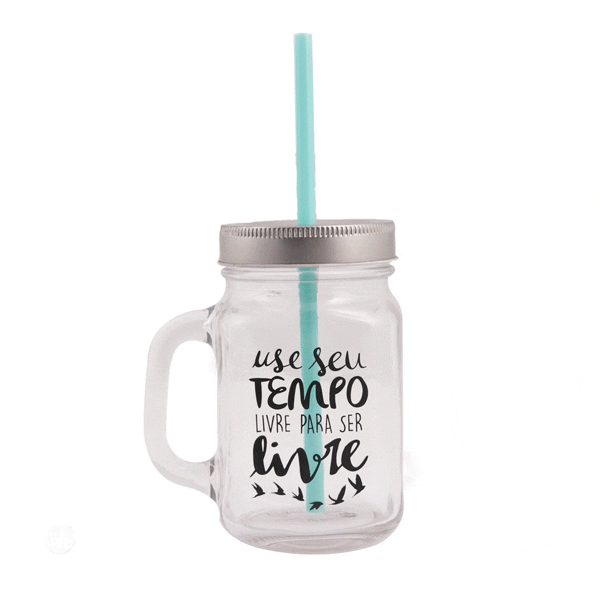 Copo com Canudo de Vidro Personalizado