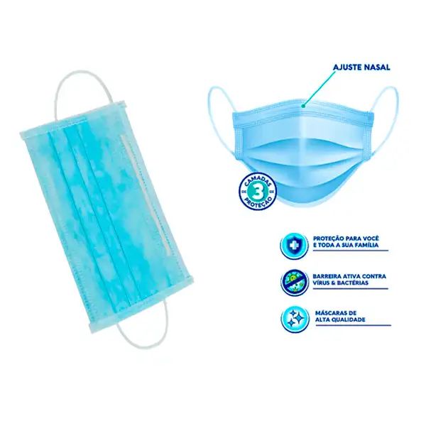 Máscara TNT Azul com Anvisa Personalizada – Proteção e Estilo