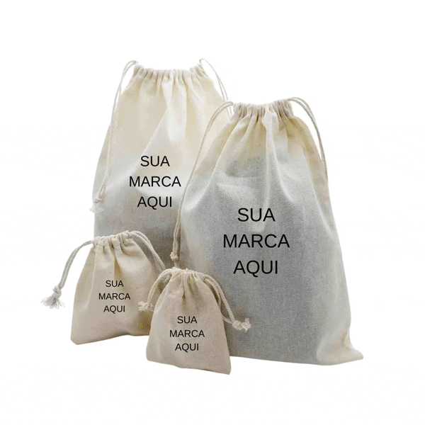 Saquinho Ecológico de Algodão Cru Personalizado com sua Logo