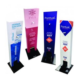 Totem Porta Álcool em Gel Personalizado - Segurança e Identificação