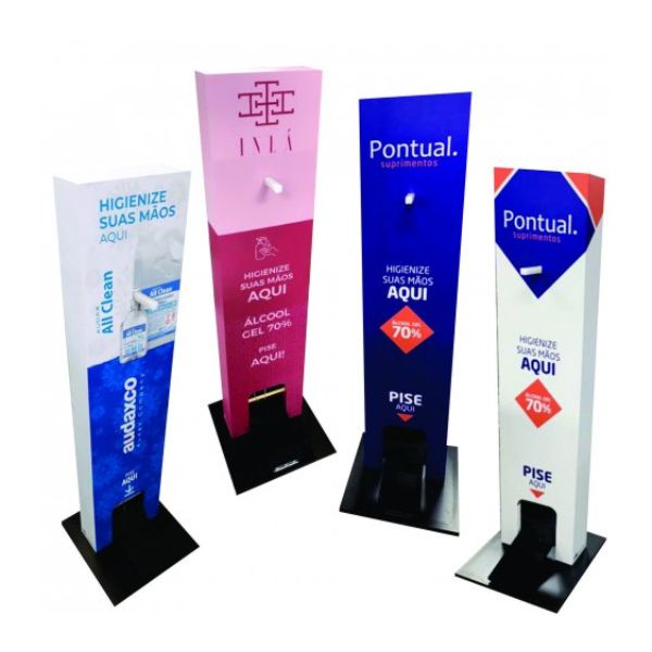 Totem Porta Álcool em Gel Personalizado – Segurança e Identificação