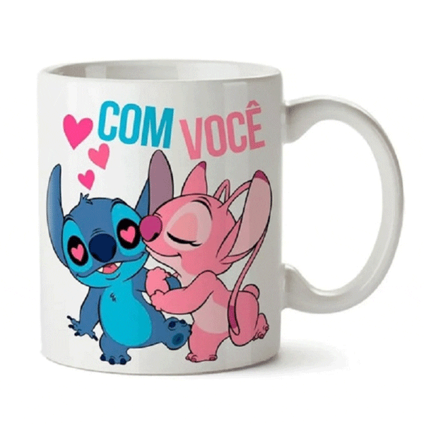 Xícara Personalizada Stitch Lilo Com Você Sem Você