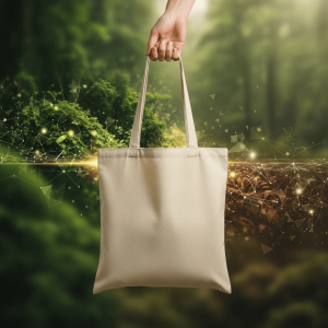 Brindes Sustentáveis Personalizados Tendências para um Futuro Verde442Z | Sacola Ecológica.Com Uma mão segurando uma sacola, um dos brindes sustentáveis