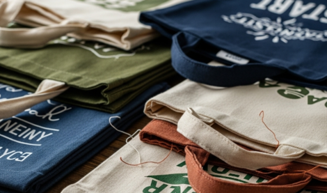 Ecobags mostradas como brindes ecológicos