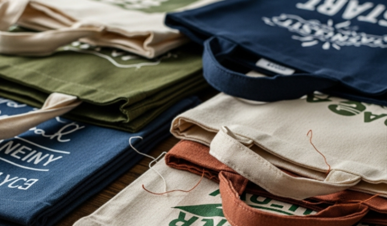 Ecobags mostradas como brindes ecológicos