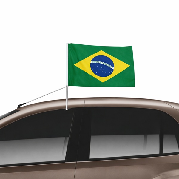 Bandeira do Brasil com Suporte para Carro Personalizada