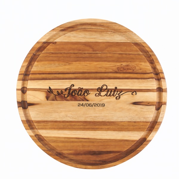 Bandeja de Madeira Redonda Personalizada